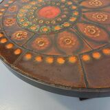 Vintage round coffee table from the 60s 70s by Raymond Corroyez in ceramic