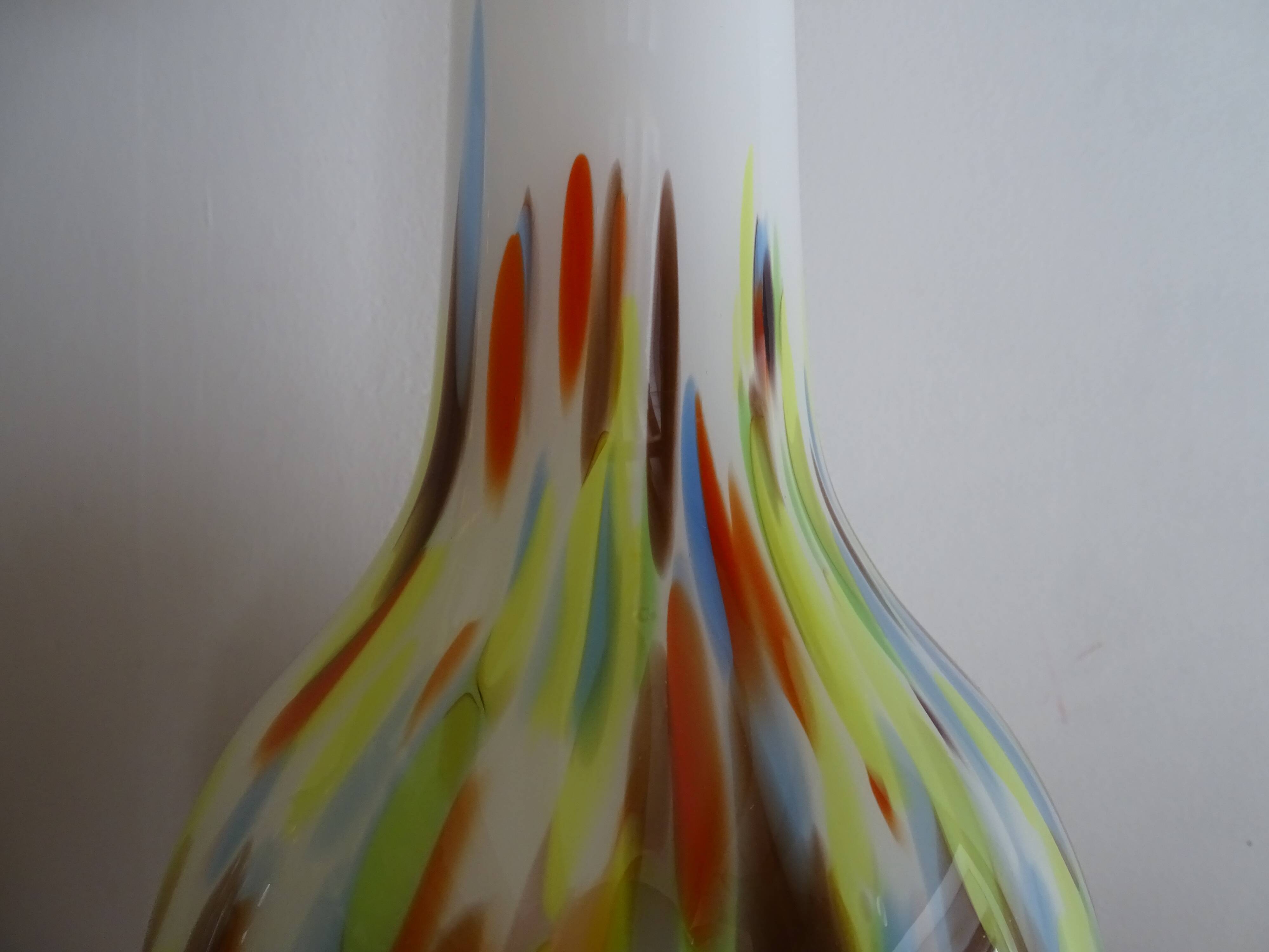 Large Murano vase in multi-colored blown glass - 38.5 cm!
