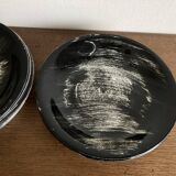 Set of 6 salins 1960s golfe juan black calotte plates
