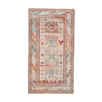 ative Oushak Turkish Runner With Geometric Design 4'5" X 8'3"