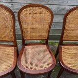 Six caned mahogany chairs, Art Deco, 20th century.