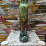Tamegroute ceramic sculpture with central hole - Handmade unique green Tamegroute pot -