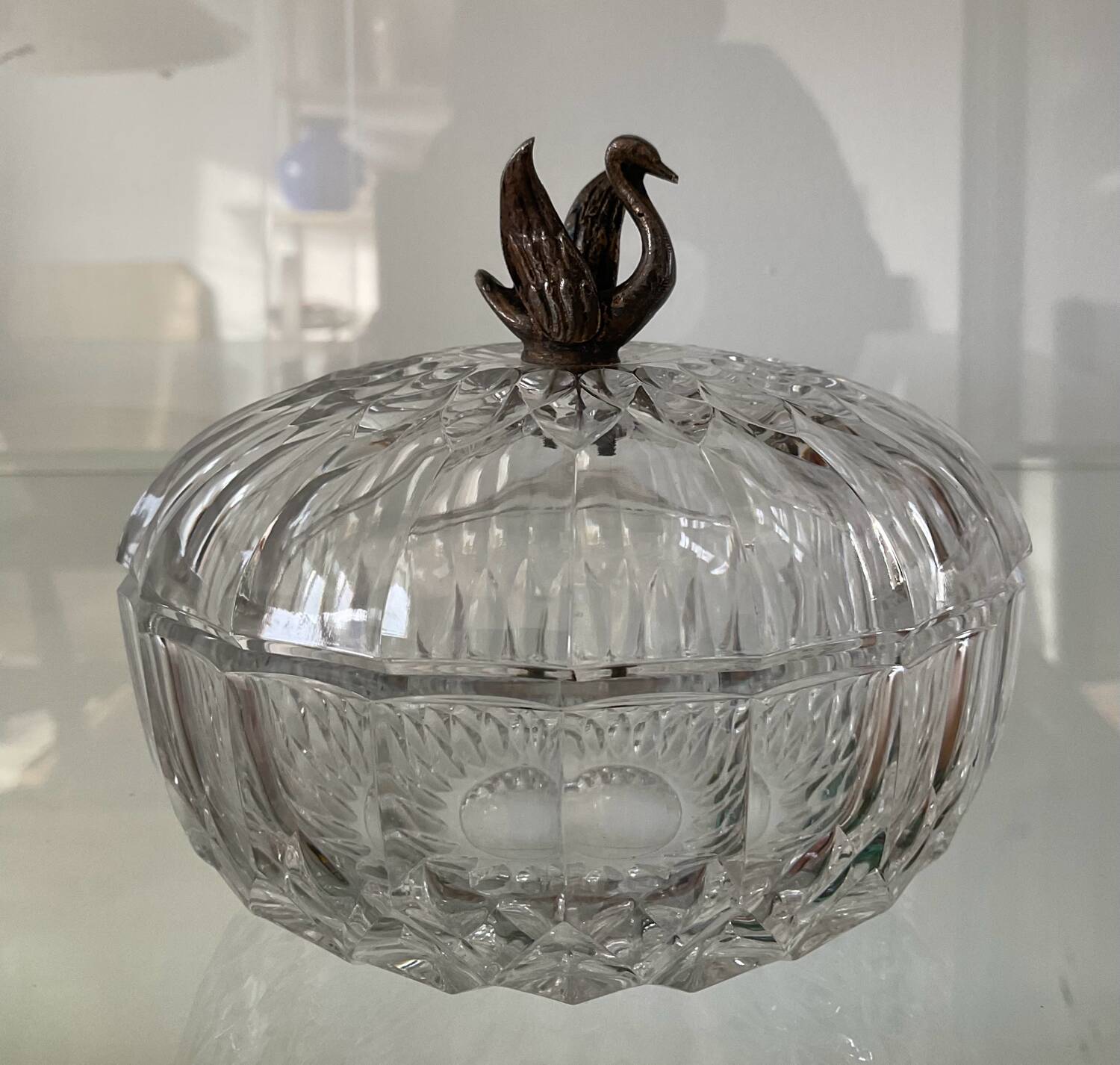 Bonbonnière vintage en cristal Val St Lambert