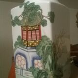 Polychrome enamelled porcelain quadrangular vase. China, 20th century