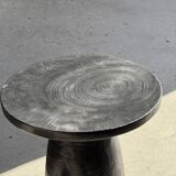 Black solid mango side table (monoxyle) with conical legs