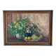 Large vintage original floral still life painting with fruit