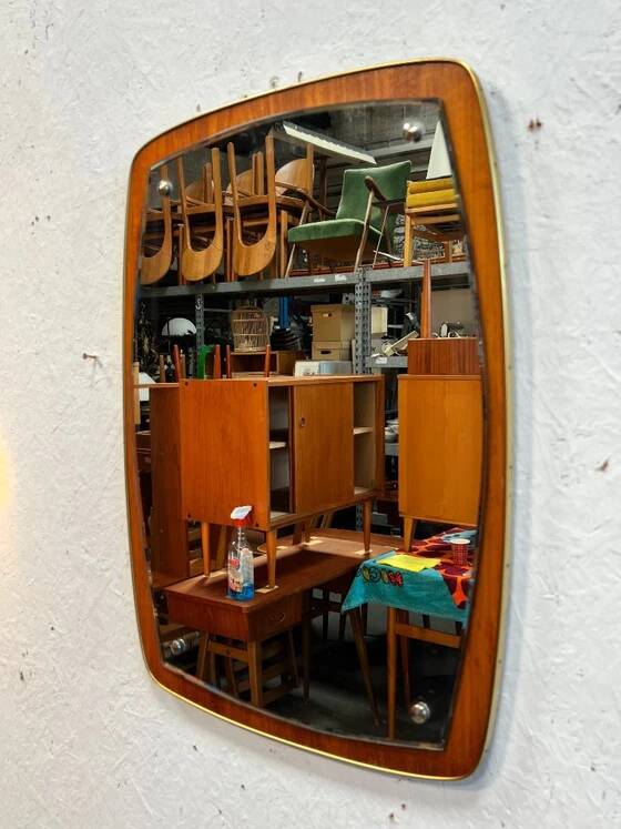 Vintage Mirror, Teak Wood, Sweden 1950's