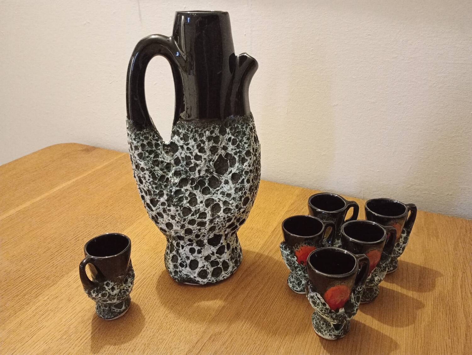 Fat lava ceramic liquor service by vallauris, france