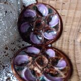 2 majolica oyster plates, Vallauris