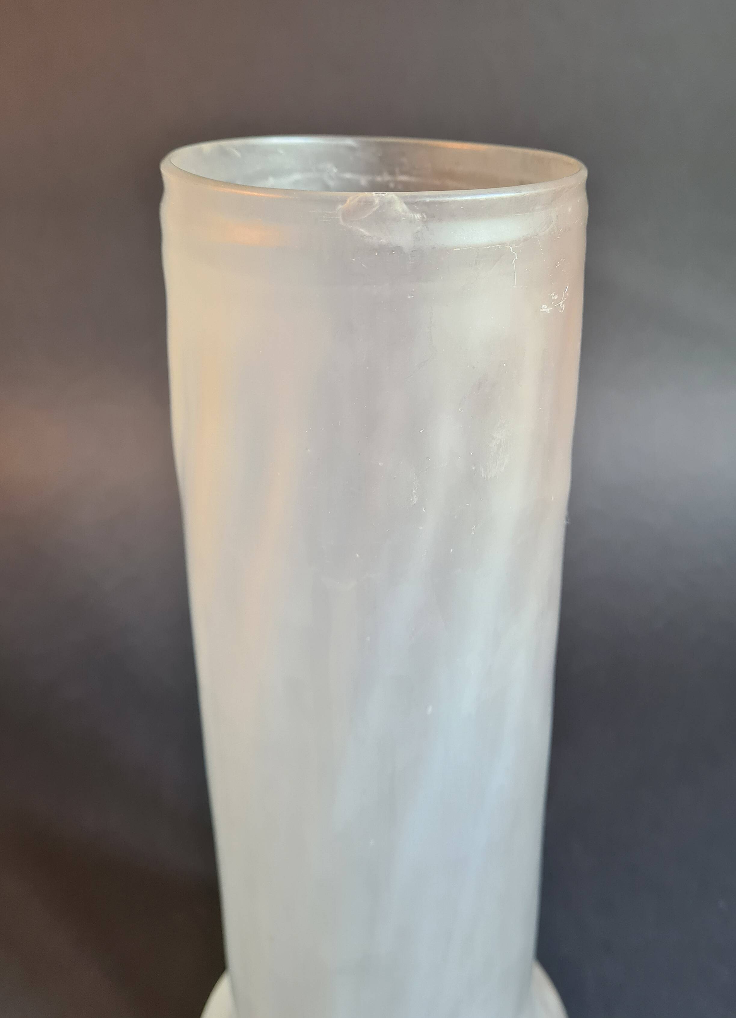 Beautiful Pair of Cylindrical Vases in Art Nouveau Satin Blown Glass