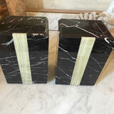 pair of Art Deco bookends in black marble and onyx