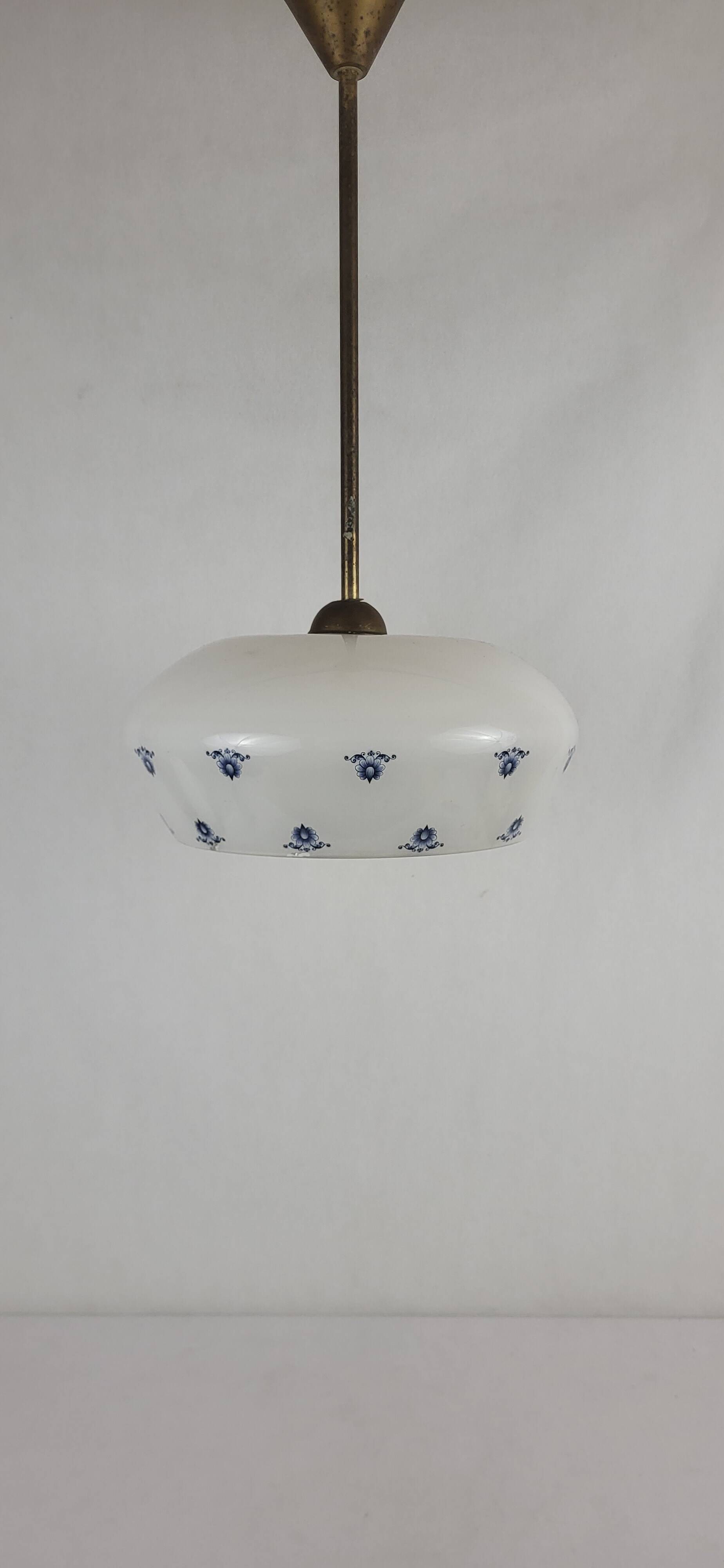 Opaline glass pendant light