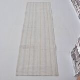 White Neutral Vintage Hemp Kilim Rug sku3799