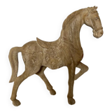 Merry-go-round horse in solid natural blond wood