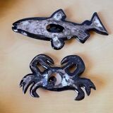 Ceramic fish and crab 1960