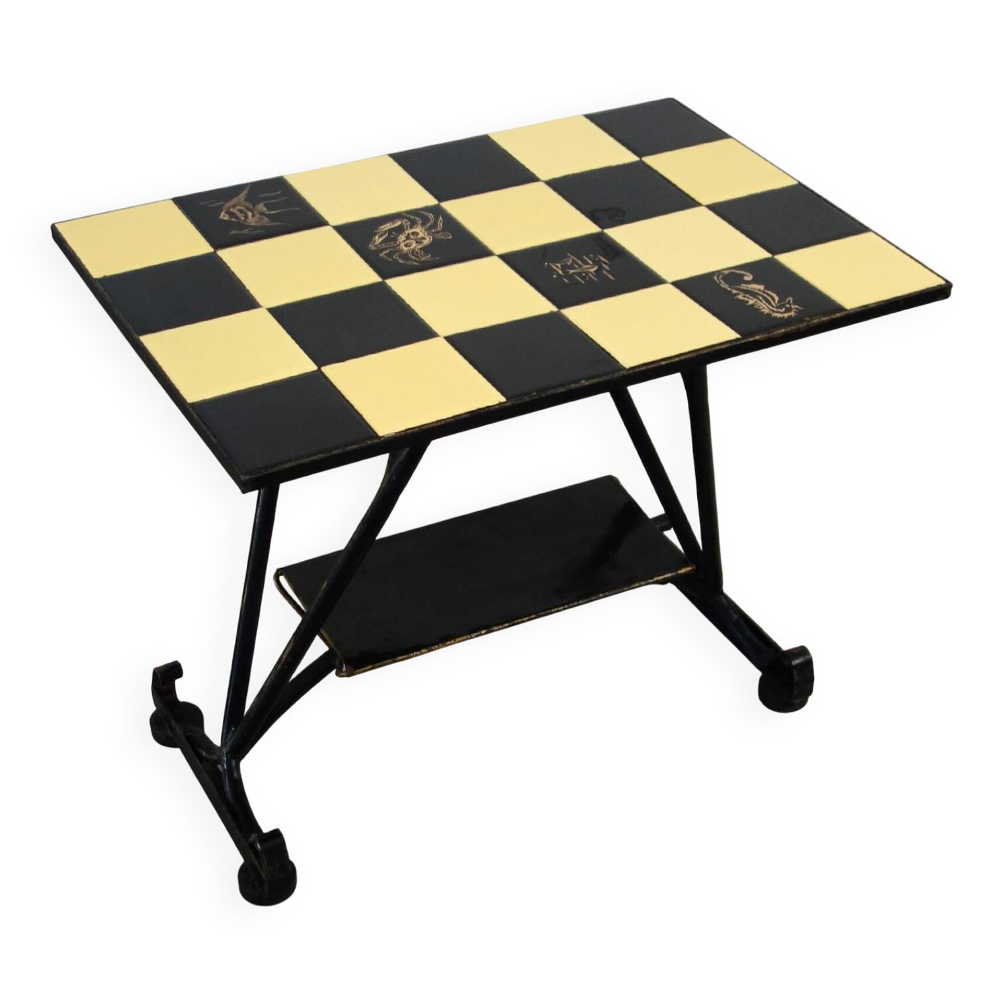 Vintage metal and ceramic side table from the 1950s/60s