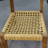 Set of 6 woven rope chairs by Adrien Audoux & Frida Minet for Vibo Versoul 1940's