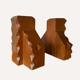 Brutalist carved wooden book ends, Dutch 1960s