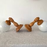 Opaline and wood sconces