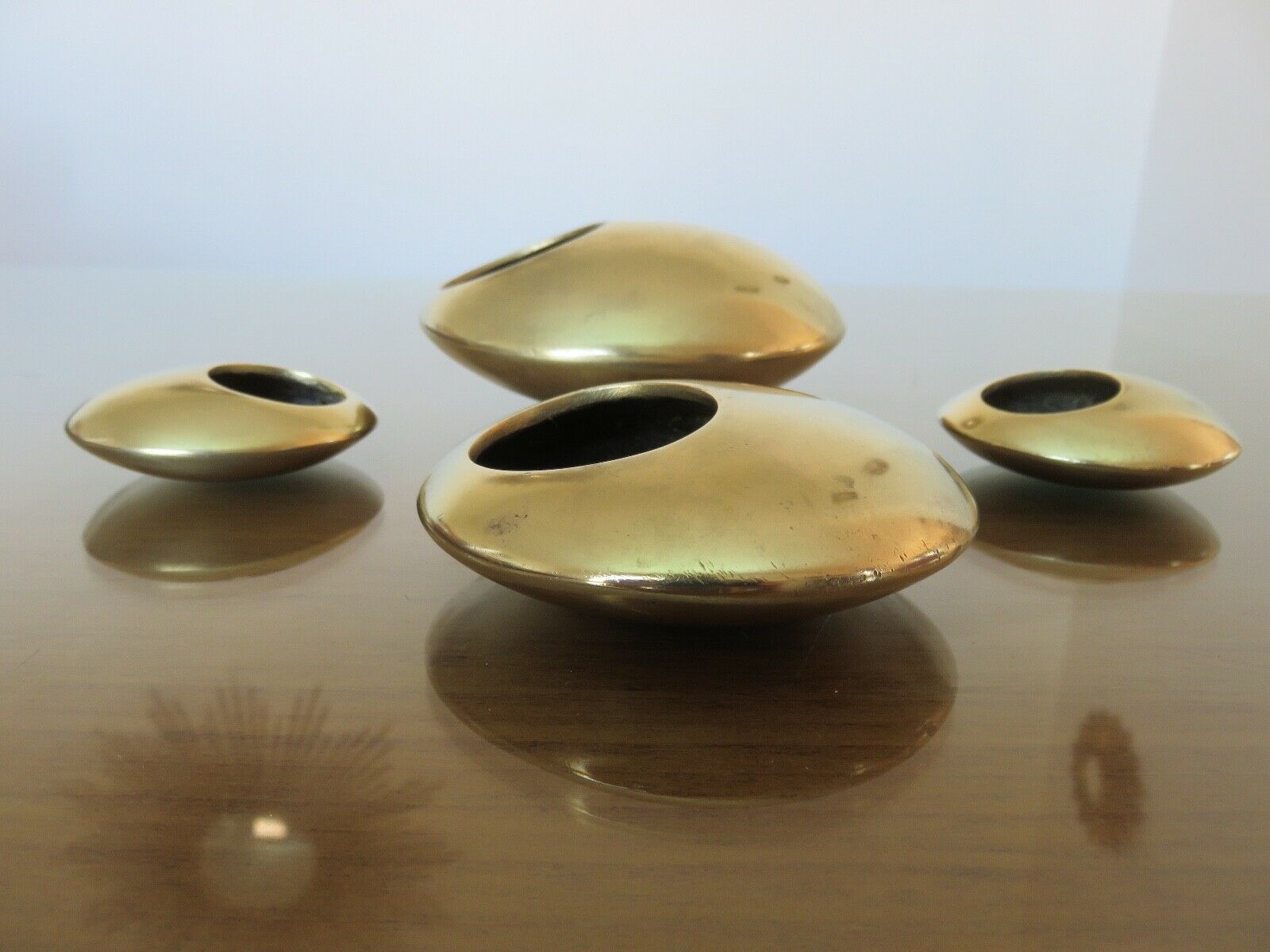 Series of 4 Scandinavian "pebble" ashtrays in bronze 70s