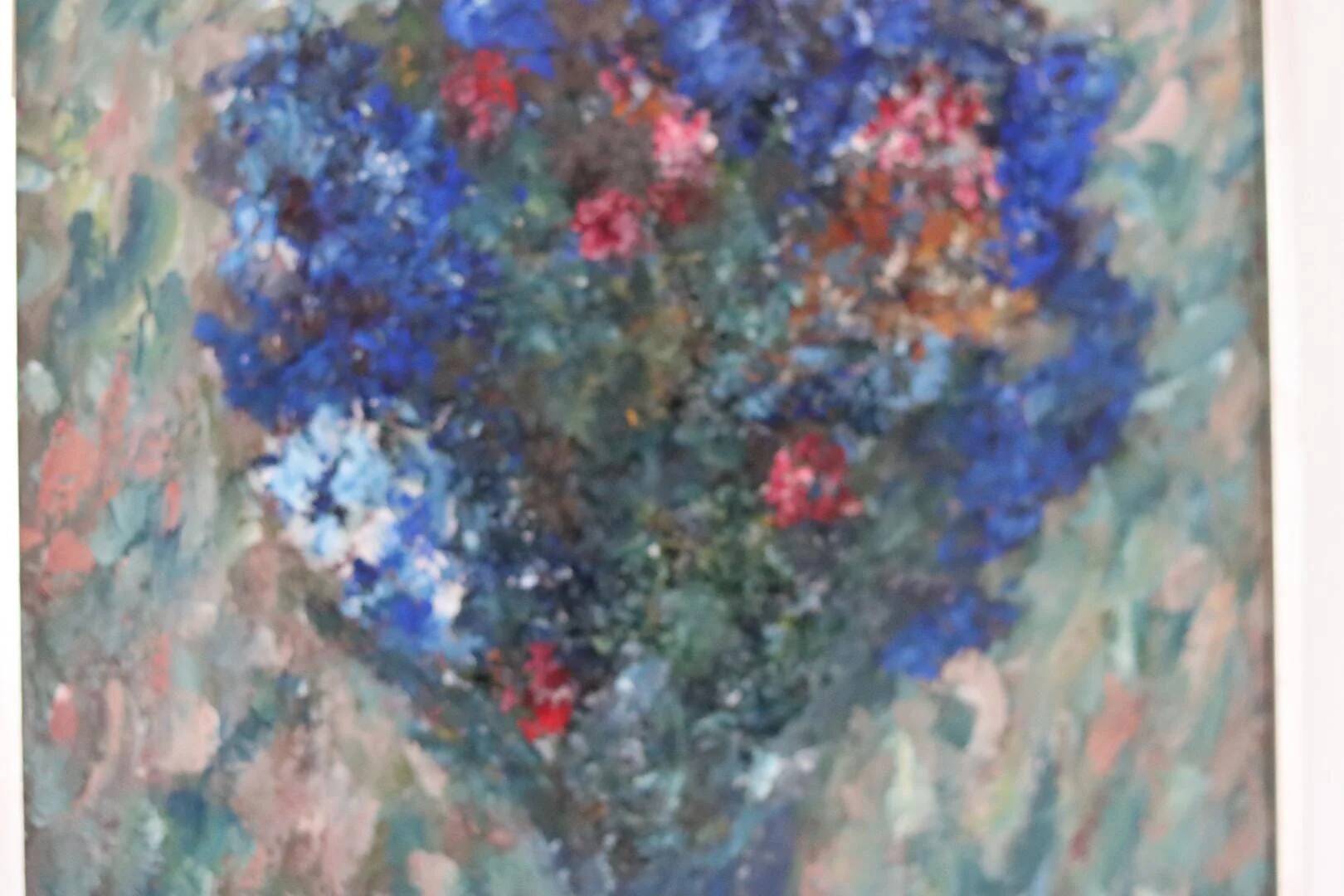 Huile sur toile suédoise – « Vase bleu » par Lennart Andersson