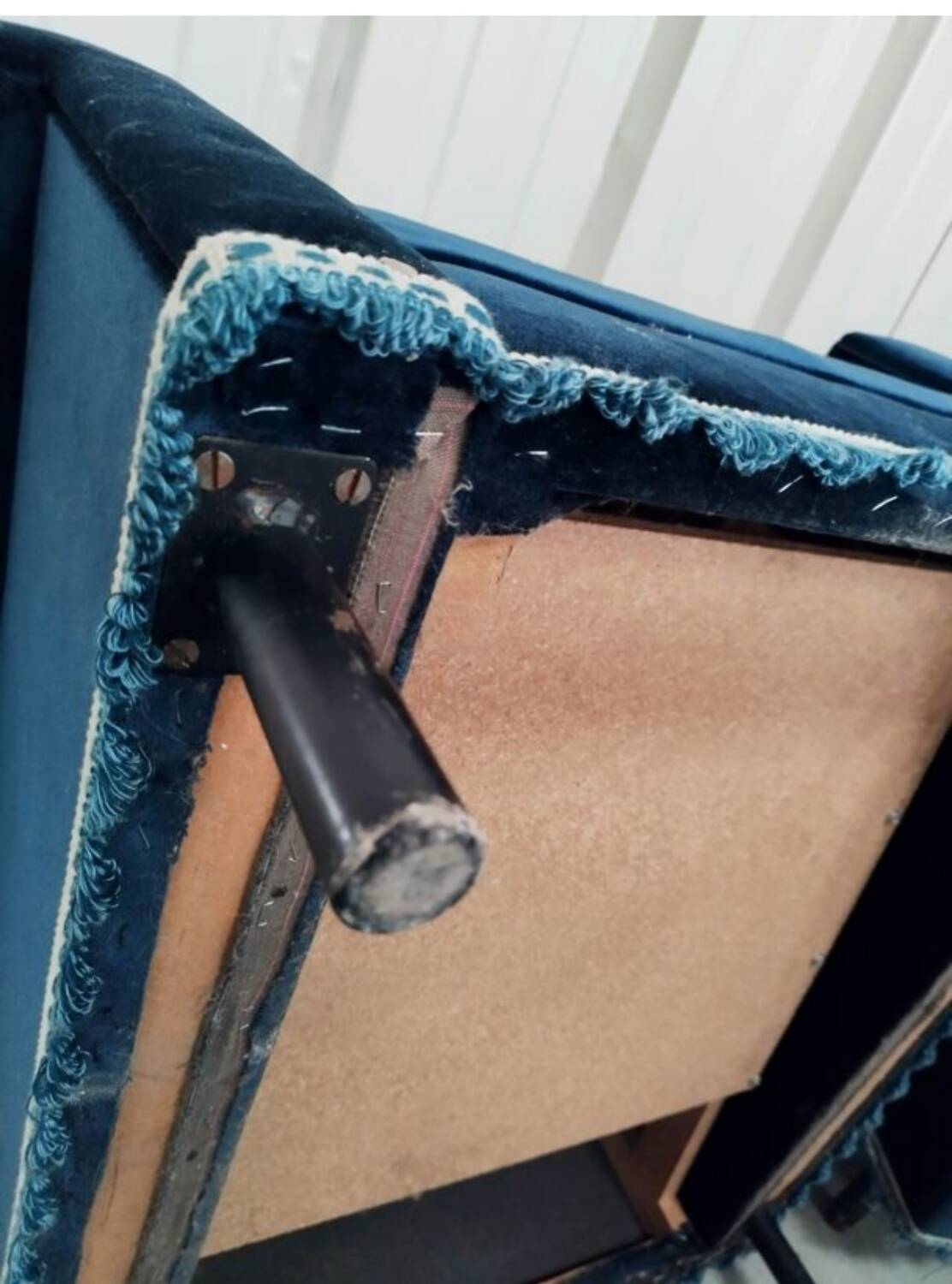 Pair of navy blue velvet club armchairs