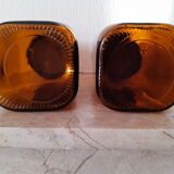Pair of vintage amber glass jars