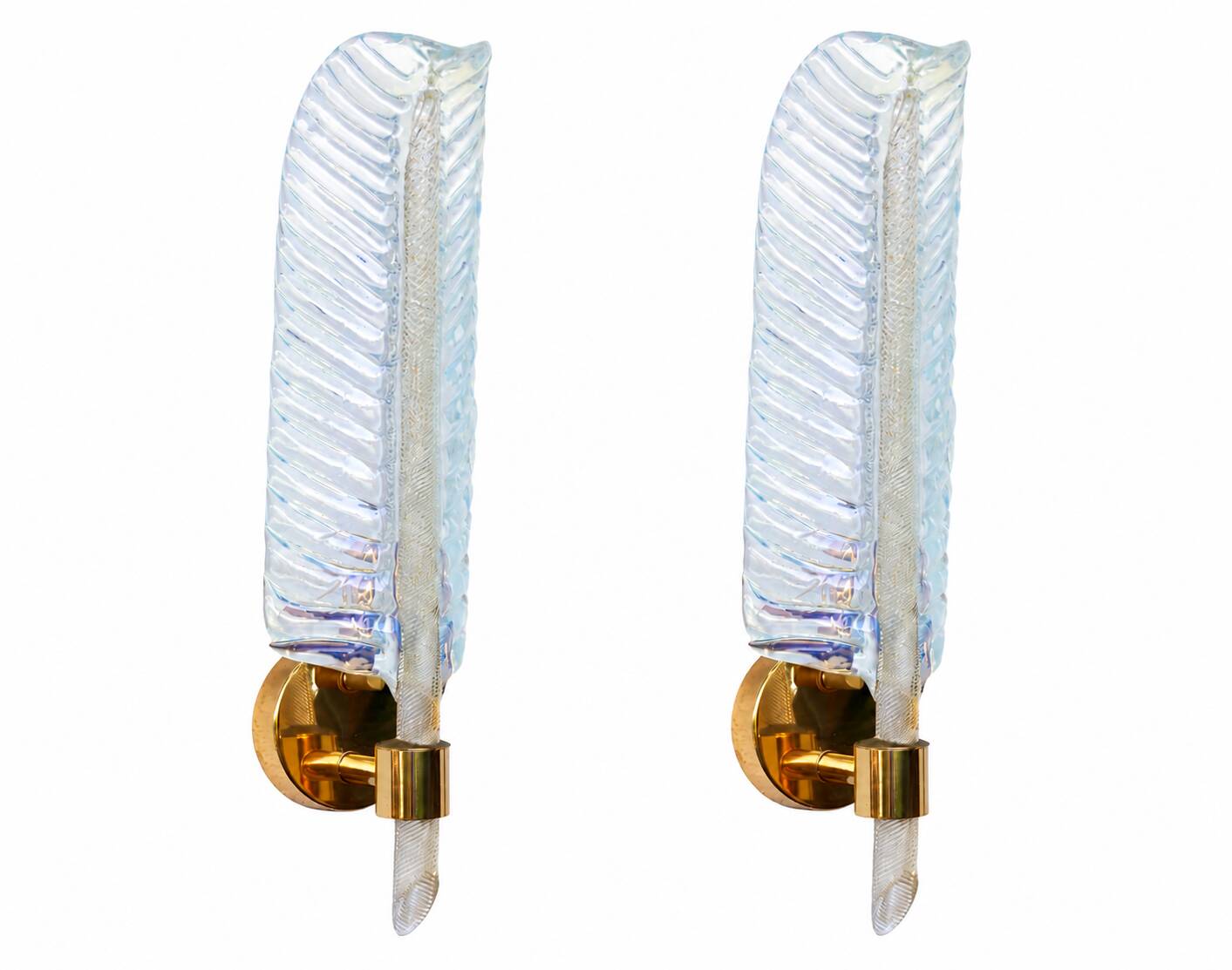 Rare Set of 2 Luxury Barovier e Toso Leaf Wall Light