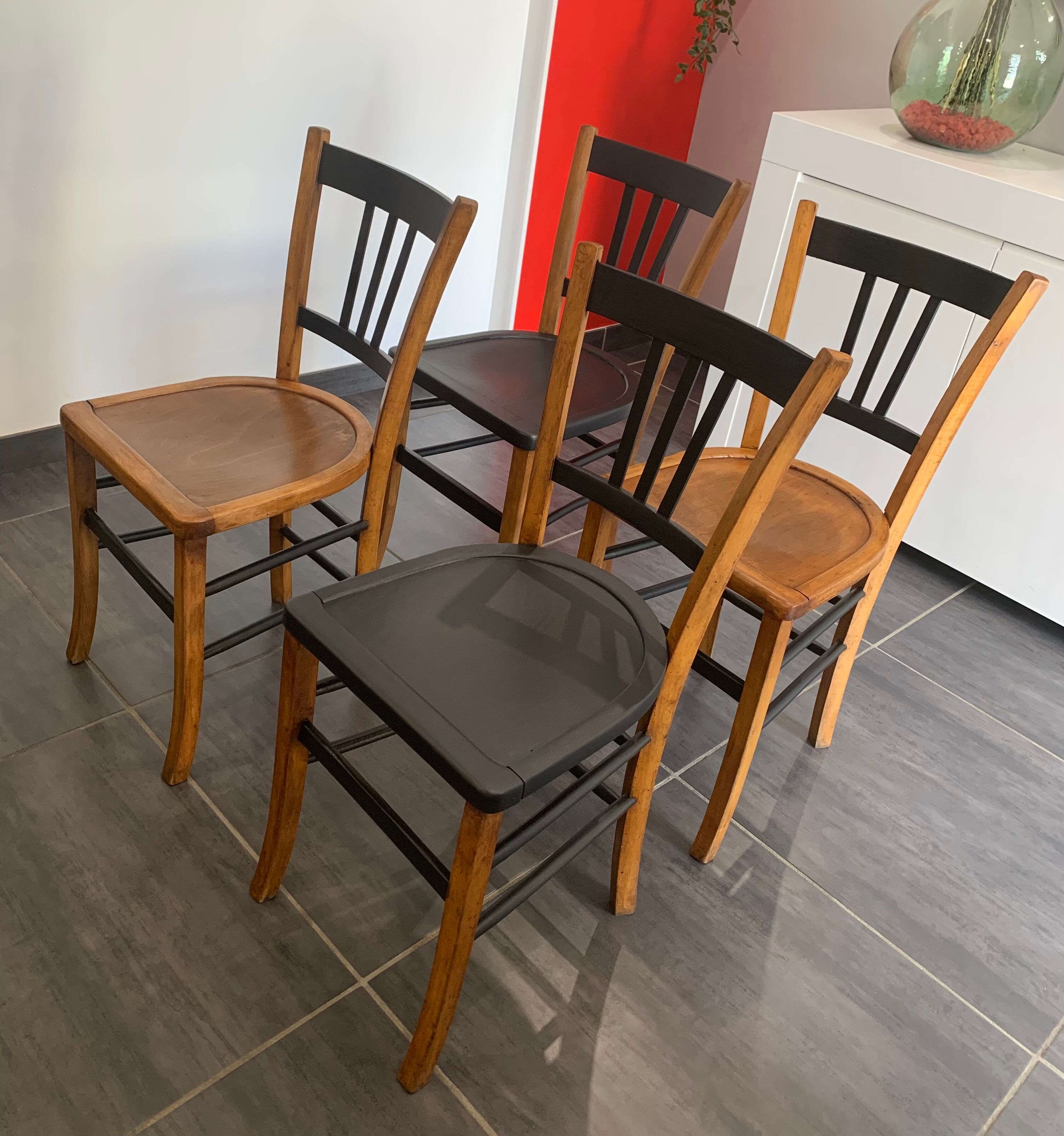Series of 4 bistro chairs "Luterma" vintage 1960s