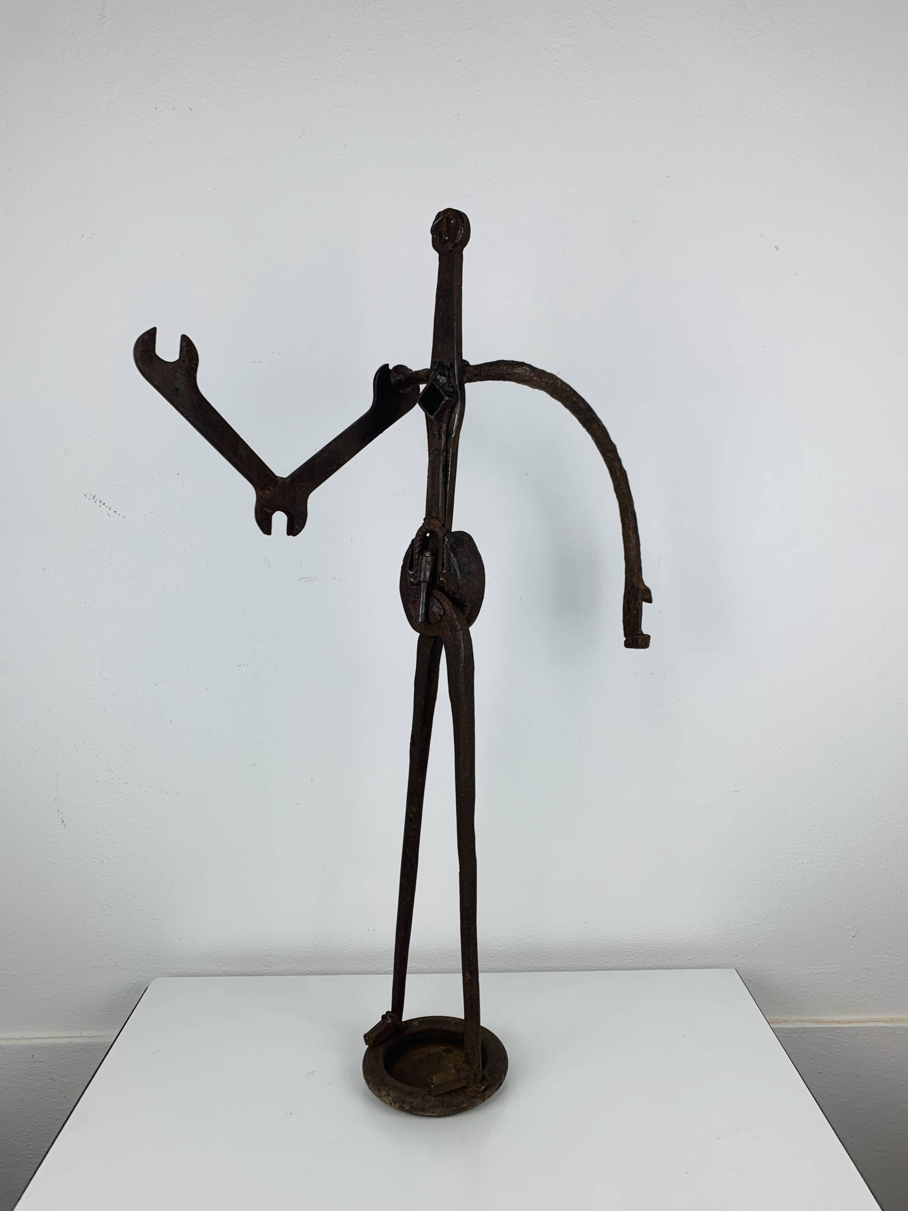 Brutalist sculpture in wrought iron, folk art