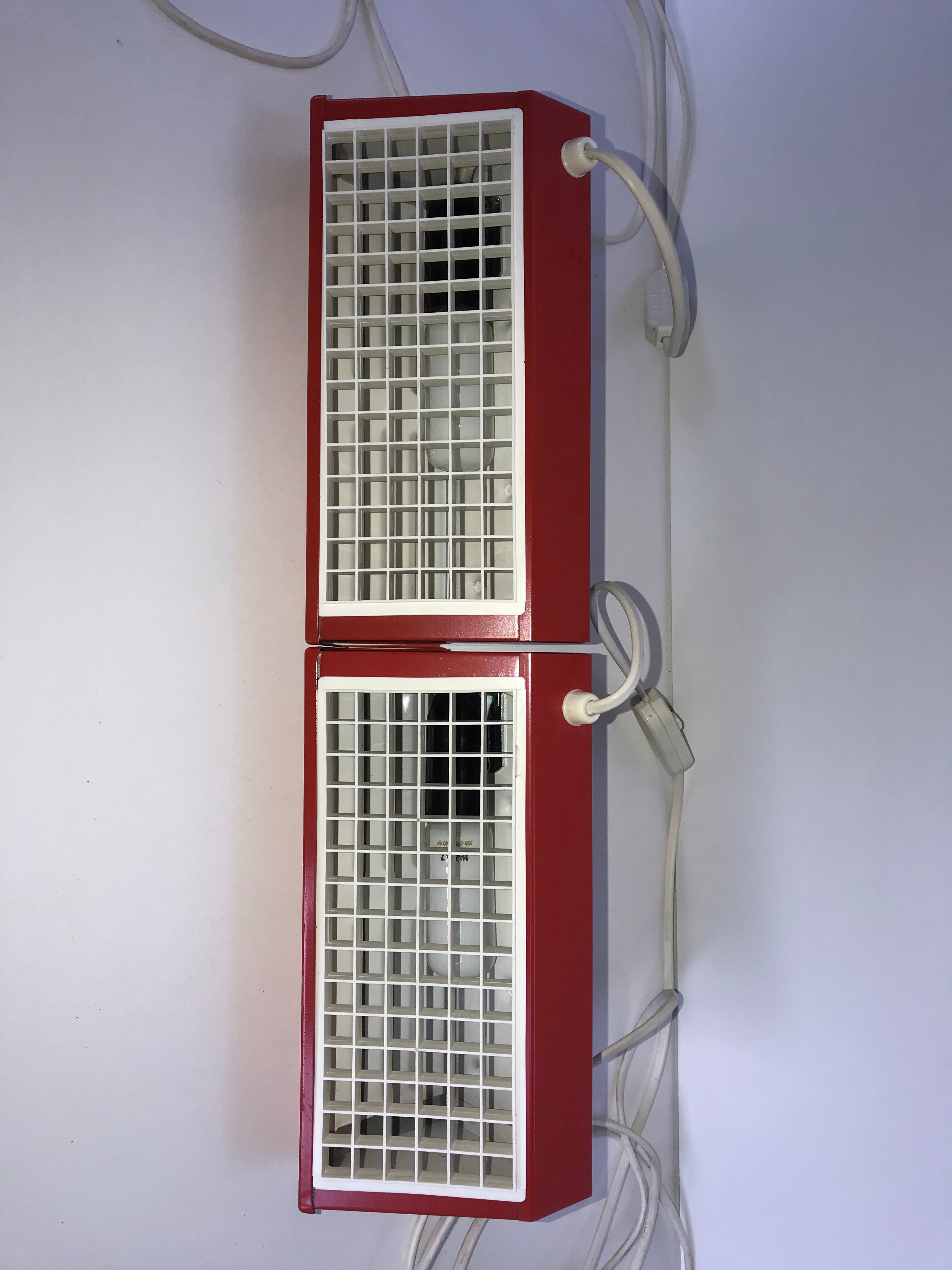 Pair of IKEA metal wall lights, type V204, red