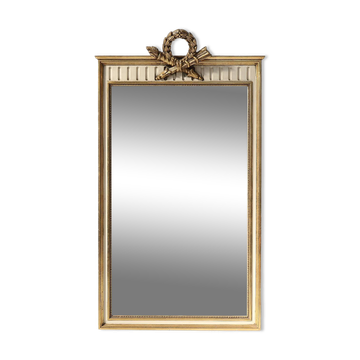 Miroir français de style Louis Philippe avec cadre doré et crème