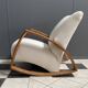Large white boucle fabric rocking chair