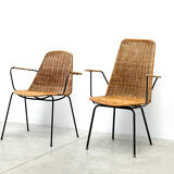 Set of two rattan easy chairs