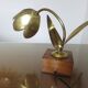 "Flower" lamp in gilded brass and wooden base 1970