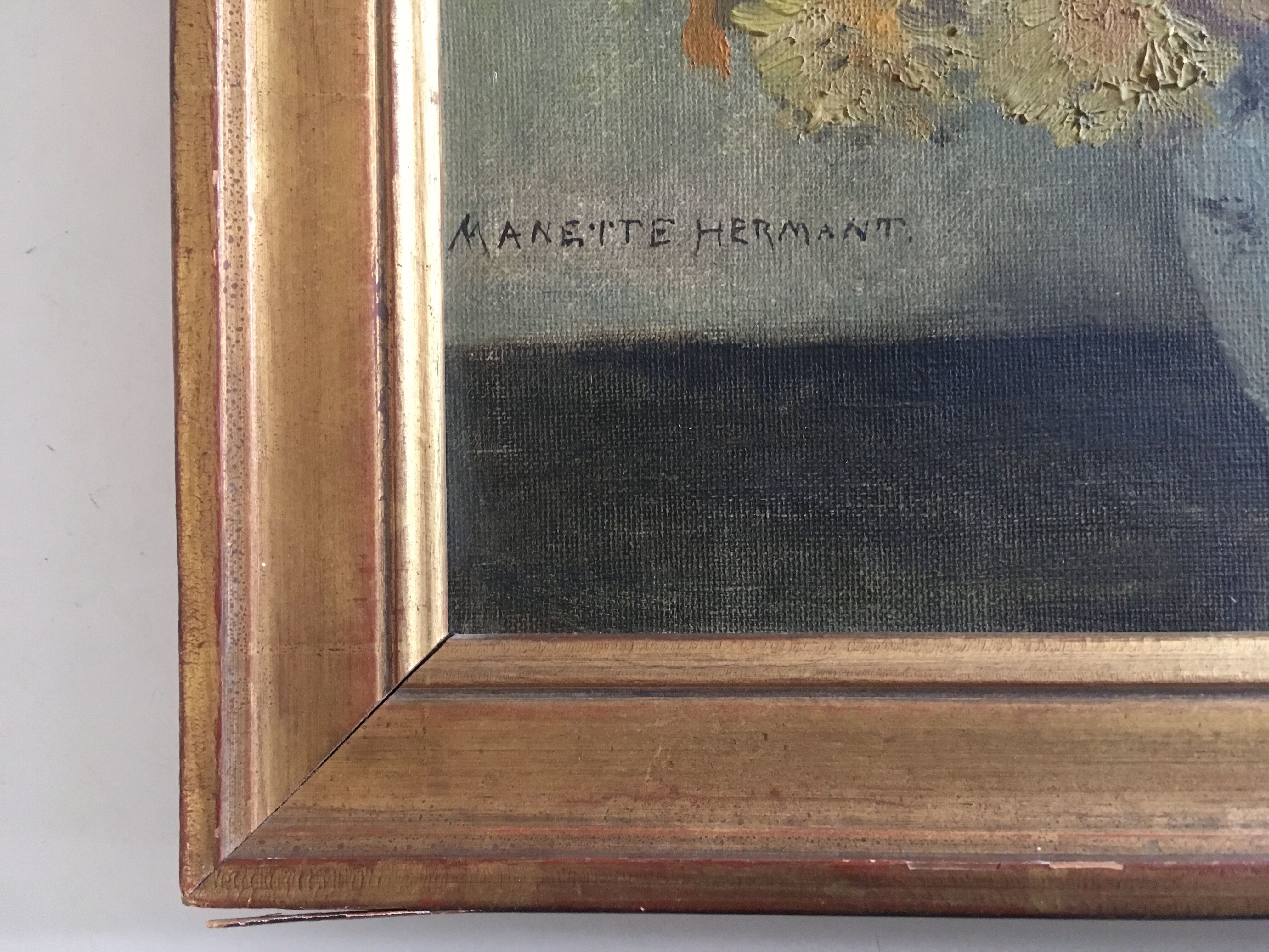 Oil on canvas flowers Flanders 1914