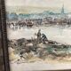 Watercolor old shore golden frame