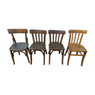 Set of 4 bistro chairs in wood