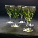 VSL ,5 verres en cristal teintés et taillés.