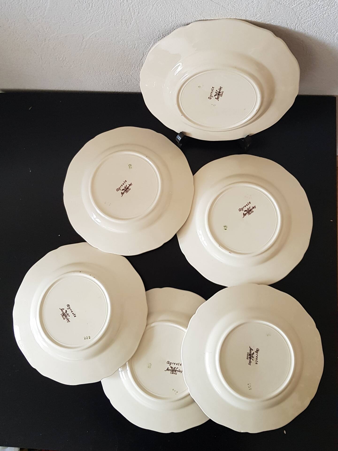 Set of 6 dessert plates, Sarreguemines Agreste