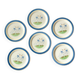 Series of six vintage dessert plates - Ceramica Quadrifoglio - geese decor - Made in Italy
