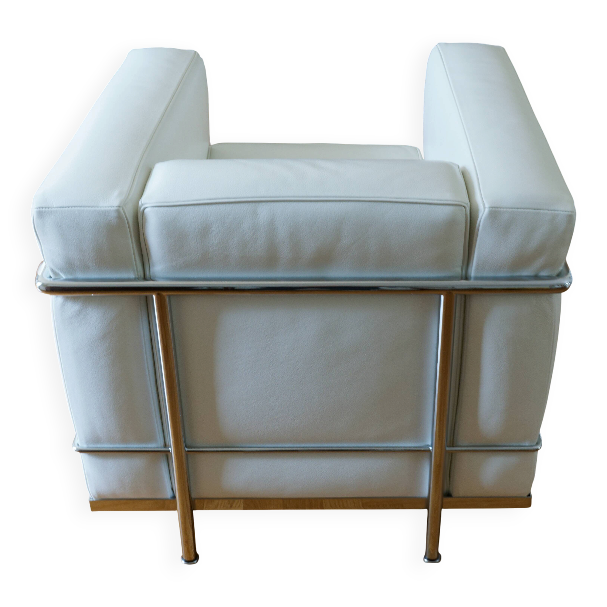 LC2 armchair Le Corbusier white leather reissue Cassina (4 armchairs available).