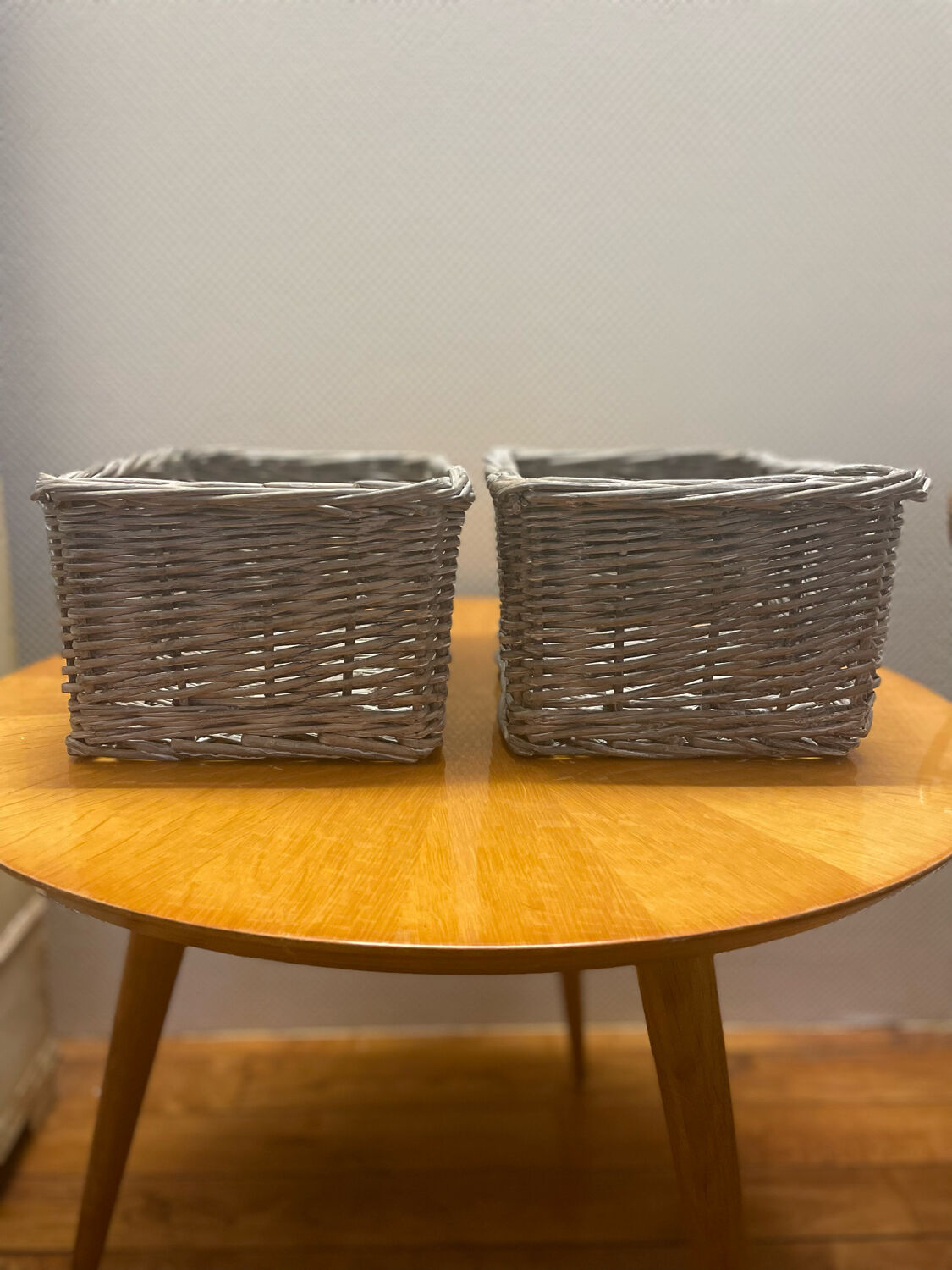 White grey baskets