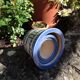 Suite of three cache pots in blue ceramic / vintage 70s-80s