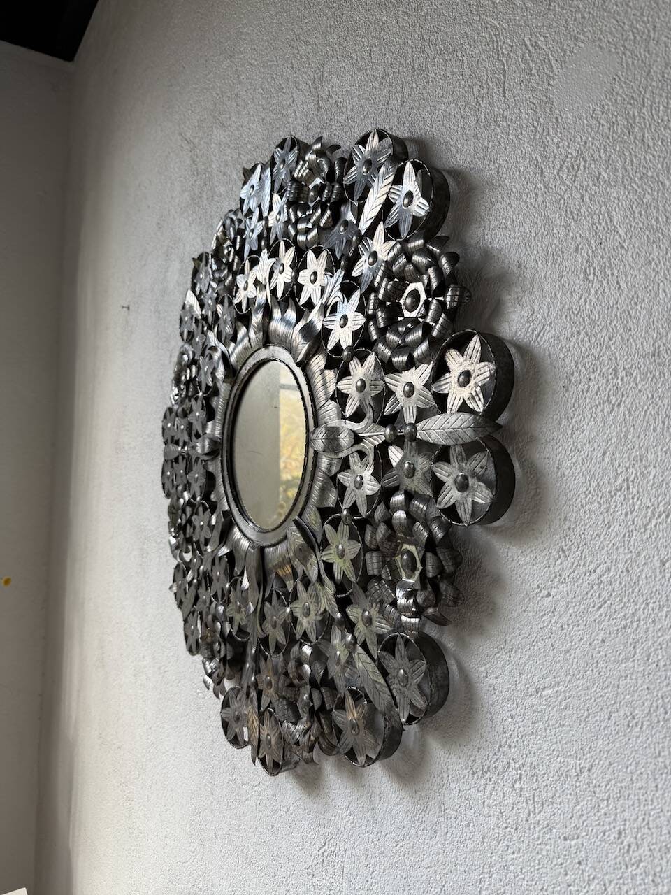Vintage Mexican metal large mirror