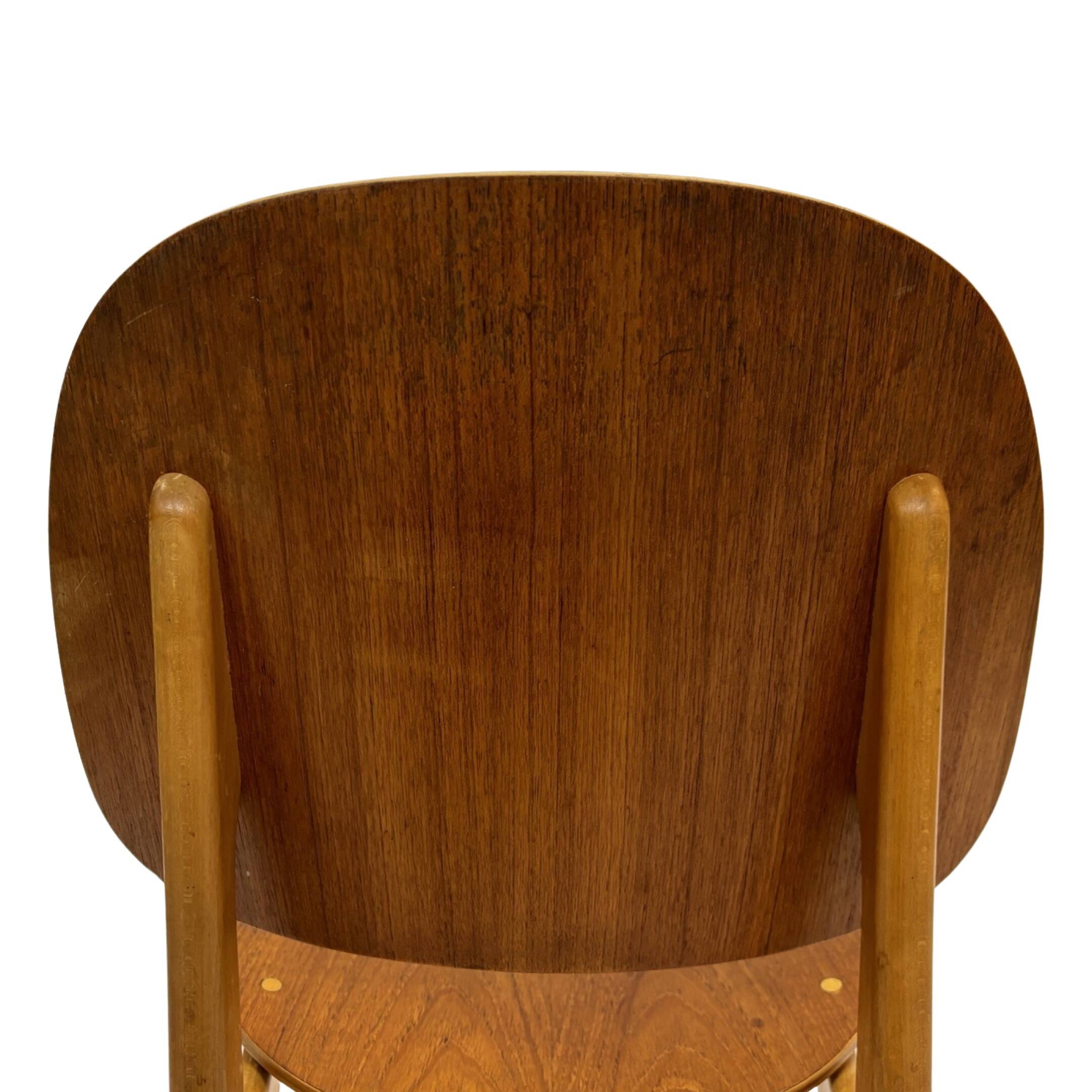 Vintage dining room chair Scandinavian 1960s plywood and teak design