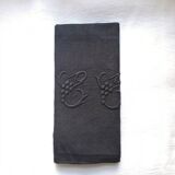 Old embroidered table napkin C C Black