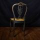Antique black and gold lacquered chair – Napoleon III style – caned seat