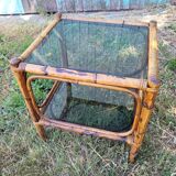 Rattan coffee table and smoked glass