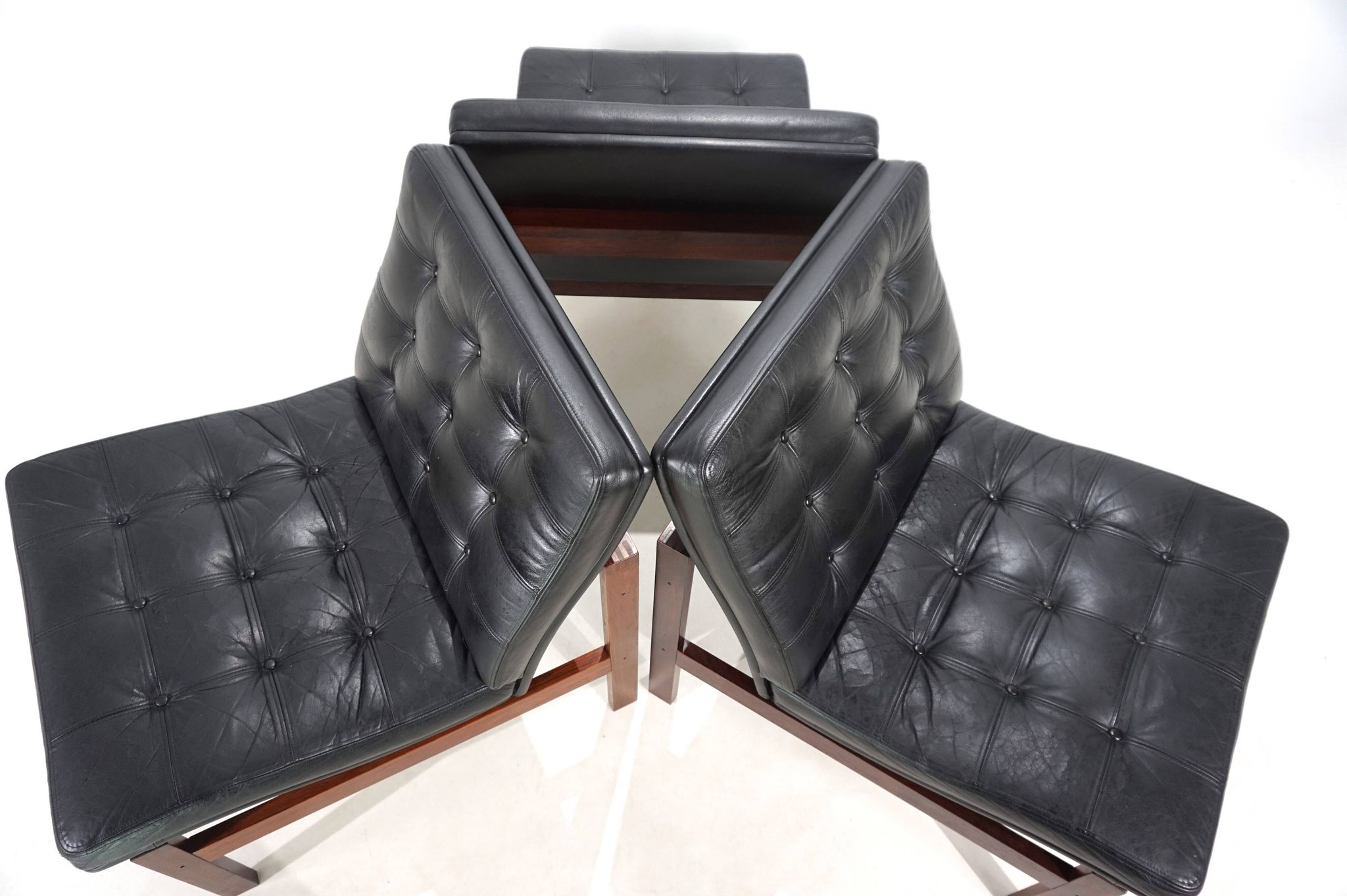 France & Son Set of 3 Modular Leather Armchairs by O. Gjerløv-Knudsen/T. Li